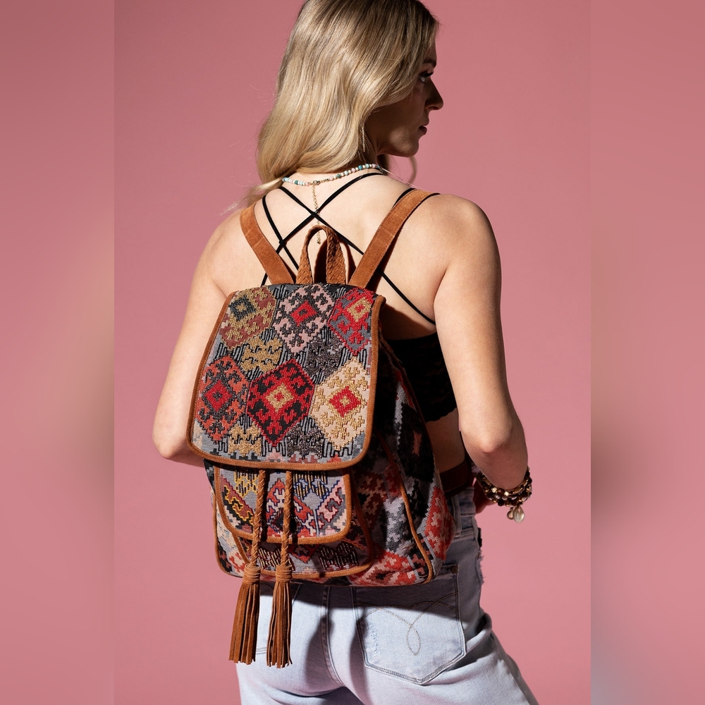 Embroidered Backpack - Unique Artisan Embellished Ethnic Look -Fully Fine Cotton - Picture 2 of 16